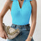 Summer V-Neck Ribbed Knit Crop Top - Sleeveless Turndown Collar in 10 Colors